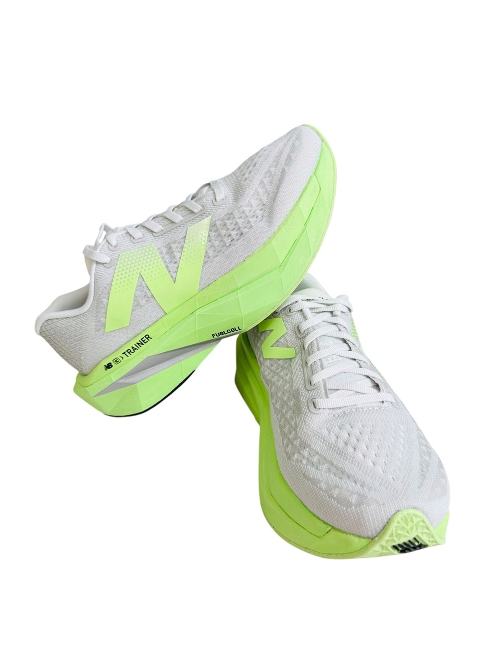 New Balance Women's White & Neon Green Running Shoes Size 9W. 7.5M